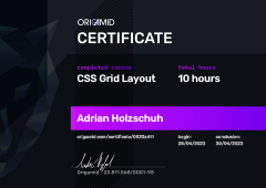 Origamid CSS Grid Certificate